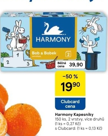Kapesníčky papírové 2vrstvé Harmony - box