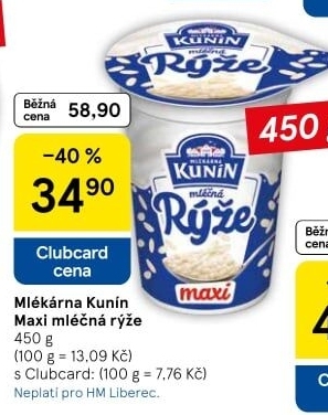 Mléčná rýže Mlékárna Kunín