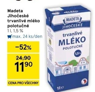 Mléko trvanlivé Jihočeské Madeta - 1,5% polotučné