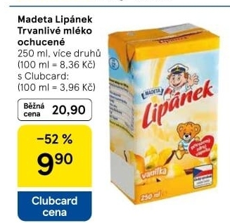Nápoj mléko ochucené Lipánek Madeta