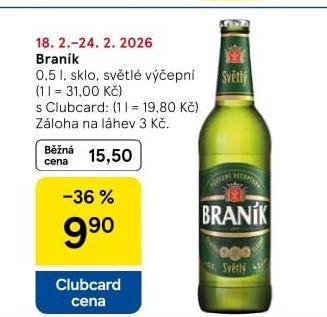 Pivo světlé výčepní 10° Braník