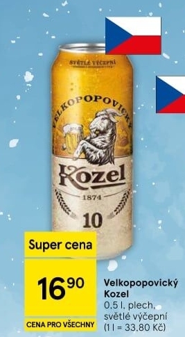 Pivo světlé výčepní 10°Velkopopovický Kozel