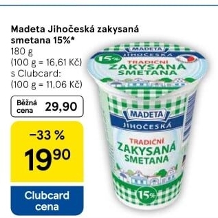 Smetana zakysaná Jihočeská Madeta 15%