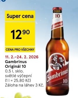 Pivo světlé výčepní Originál 10° Gambrinus