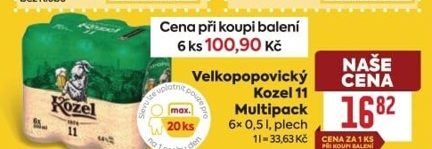 Pivo světlý ležák 11° Medium Velkopopovický Kozel