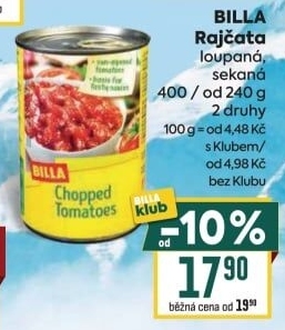 Rajčata loupaná Billa