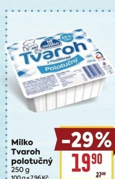 Tvaroh polotučný z Poděbrad Milko