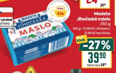Máslo Jihočeské Madeta