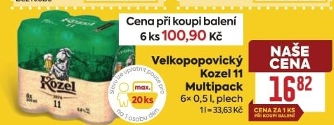 Pivo ležák 11° Velkopopovický Kozel