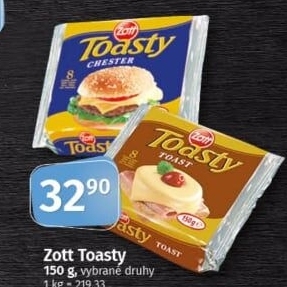 Sýr tavený plátky Toasty Zott