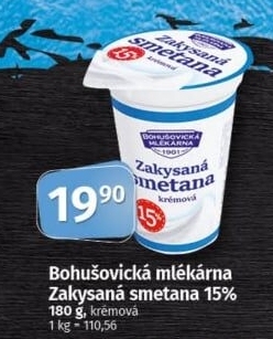 Zakysaná smetana 15% Bohušovická mlékárna