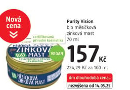 Měsíčková zinková mast bio Purity Vision
