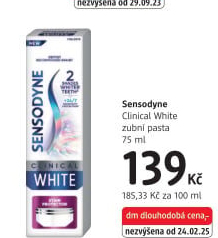 Zubní pastaWhite Clinical Sensodyne