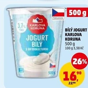 Bílý jogurt Karlova Koruna