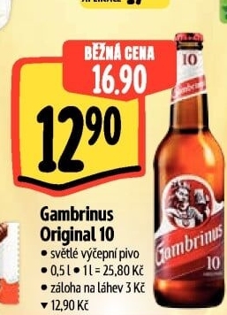Pivo světlé výčepní Originál 10° Gambrinus