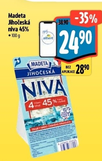 Sýr Niva Jihočeská 45% Madeta