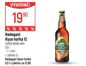 Pivo světlý ležák 12° Ryze hořká Radegast