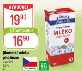Mléko trvanlivé Jihočeské Madeta - 3,5% plnotučné