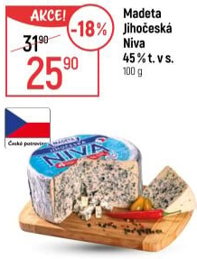 Sýr Niva Jihočeská 45% Madeta