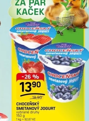 Jogurt smetanový ochucený Choceňský