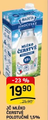 Mléko čerstvé Jihočeské Madeta - 1,5% polotučné
