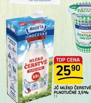 Mléko čerstvé lahodné Jihočeské Madeta - 3,5% plnotučné