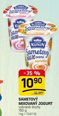 Ochucený jogurt sametový Mlékárna Kunín