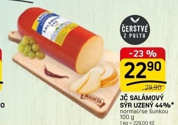 Sýr uzený salámový 44% Jihočeský Madeta
