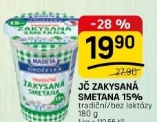 Zakysaná smetana bez laktózy Jihočeská Madeta 15%