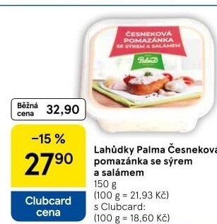 Česneková pomazánka se sýrem a salámem Lahůdky Palma