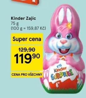 Čokoládový zajíc Kinder