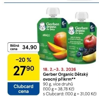 Kapsička ovocná bio Gerber Organic for Baby