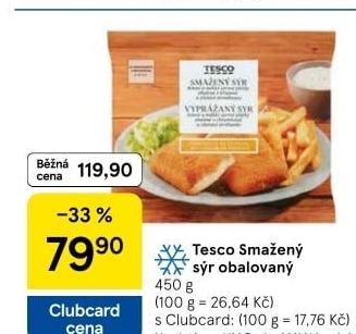 Obalovaný sýr mražený Tesco