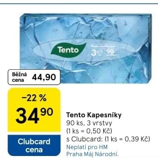 Papírové kapesníčky 3vrstvé Tento - box