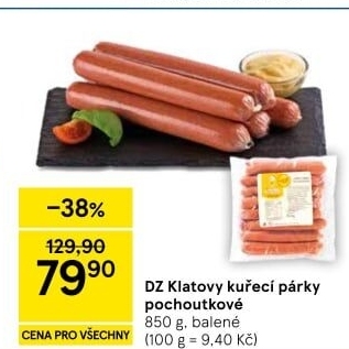 Párky kuřecí pochoutkové DZ Klatovy