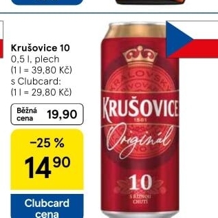Pivo světlé výčepní Originál Královská 10° Krušovice