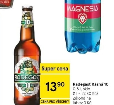 Pivo světlé výčepní Rázná 10° Radegast