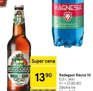 Pivo světlé výčepní Rázná 10° Radegast