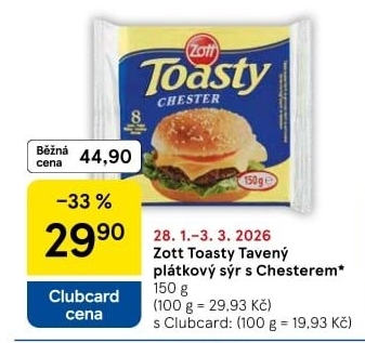 Sýr tavený plátky Toasty Zott