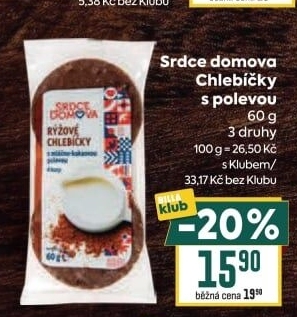 Rýžové chlebíčky polomáčené Srdce Domova