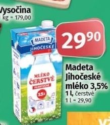 Mléko čerstvé lahodné Jihočeské Madeta - 3,5% plnotučné