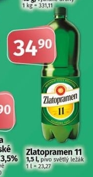 Pivo světlý ležák 11° Zlatopramen