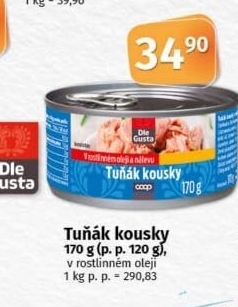 Tuňák kousky v oleji Dle Gusta