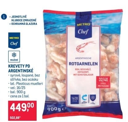 Krevety argentinské mražené Metro Chef