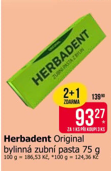Pasta na zuby bylinná Original Herbadent
