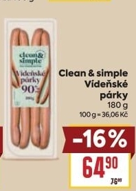 Párky vídeňské Clean &amp