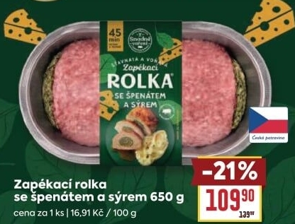 Rolka se špenátem a sýrem Snadné vaření Kostelecké uzeniny