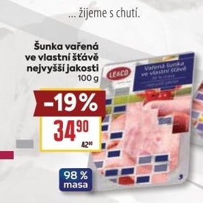 Šunka nejvyšší jakosti vařená ve vlastní šťávě Le &amp