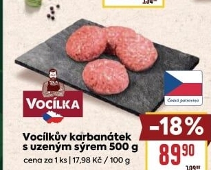 Vocílkův karbanátek s uzeným sýrem Vocílka