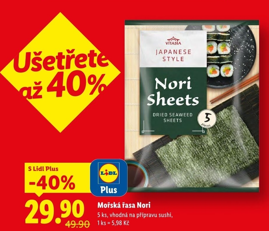 Mořské řasy Nori Japanese style Vitasia